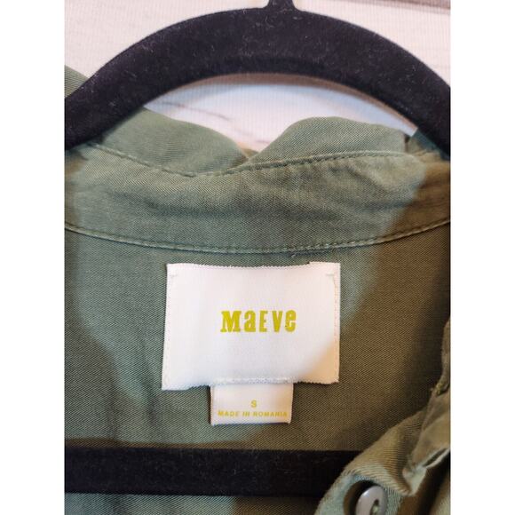Maeve‎ Olive Green 'Tuesday Blouse' Button Down Tie Front Top Size S - Picture 3 of 6